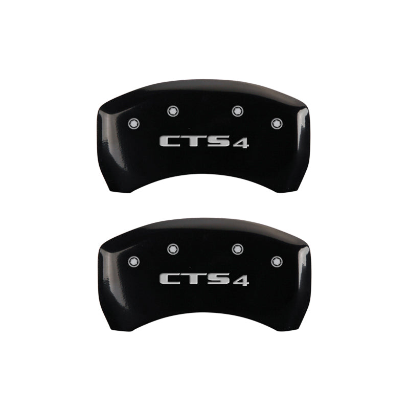 MGP 4 Caliper Covers Engraved Front Cursive/Cadillac Engraved Rear CTS4 Black finish silver ch-thumbmail-5