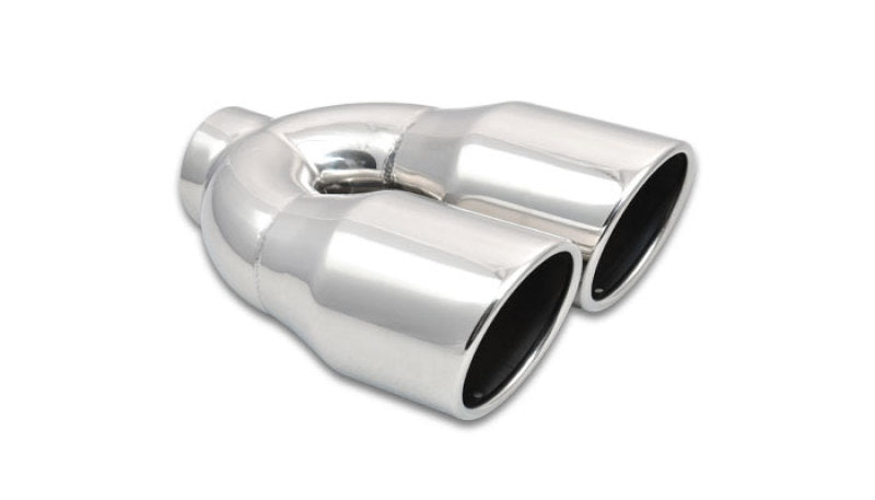 Vibrant 2.5in ID Dual 3.5in OD Round SS Exhaust Tip (Single Wall Angle Cut)-thumbmail-2