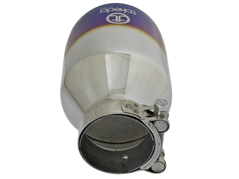 aFe Takeda 304 Stainless Steel Clamp-On Exhaust Tip 2.5in. Inlet / 4.5in. Outlet - Blue Flame-thumbmail-3