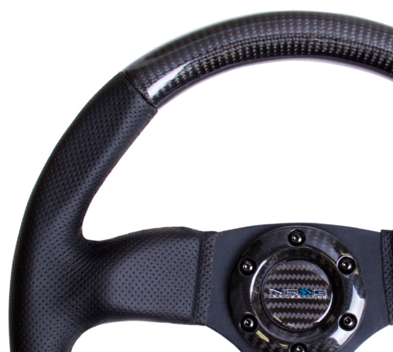 NRG Carbon Fiber Steering Wheel (320mm) Flat Bottom & Leather Trim w/Black Stitching-thumbmail-5