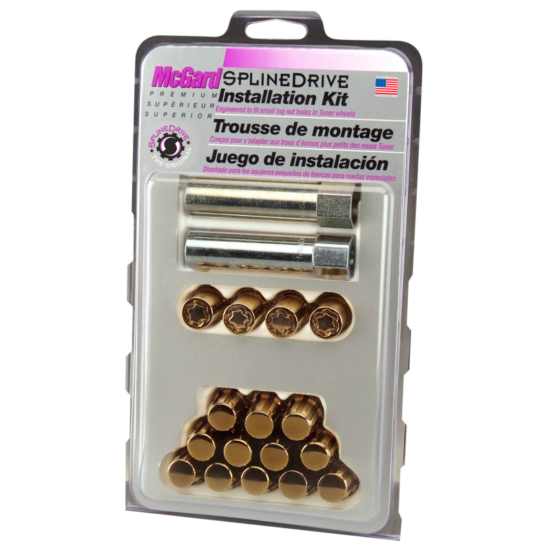 McGard SplineDrive Tuner 4 Lug Install Kit w/Locks & Tool (Cone) M12x1.5 / 13/16 Hex - Gold (CS)-thumbmail-7