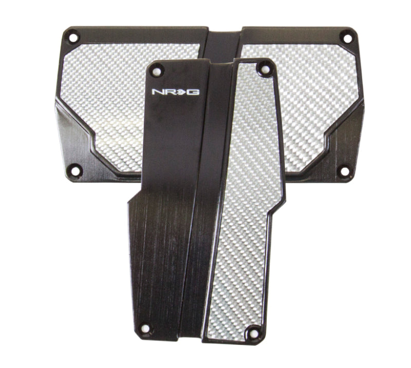 NRG Brushed Aluminum Sport Pedal A/T - Black w/Silver Carbon-thumbmail-2