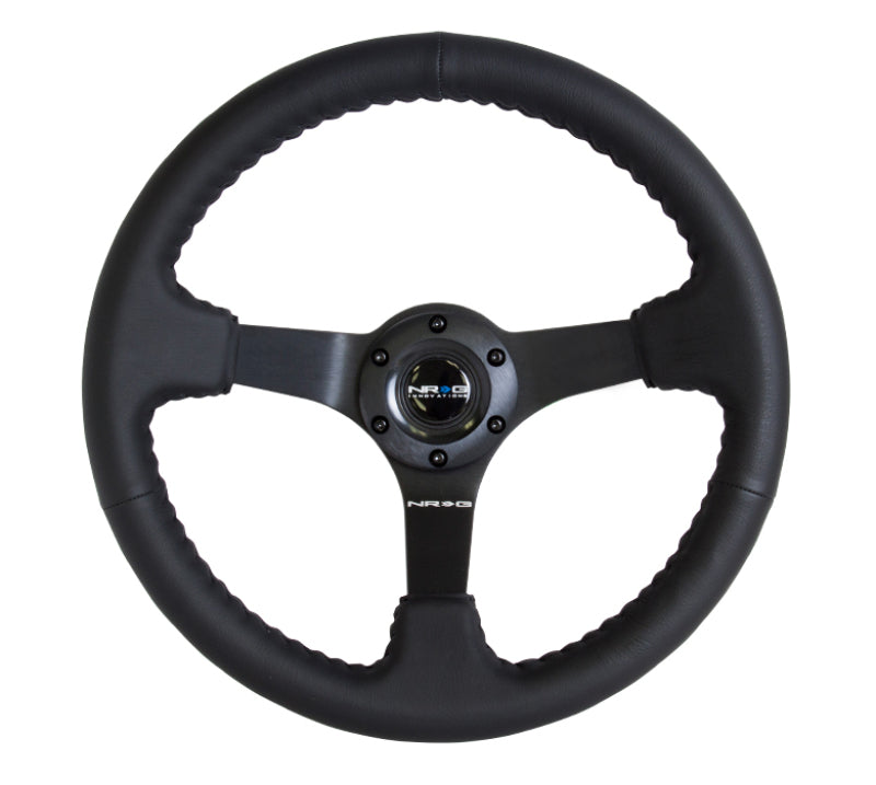 NRG Reinforced Steering Wheel (350mm / 3in. Deep) Bk Leather w/Bk BBall Stitch (Odi Bakchis Edition)-thumbmail-3