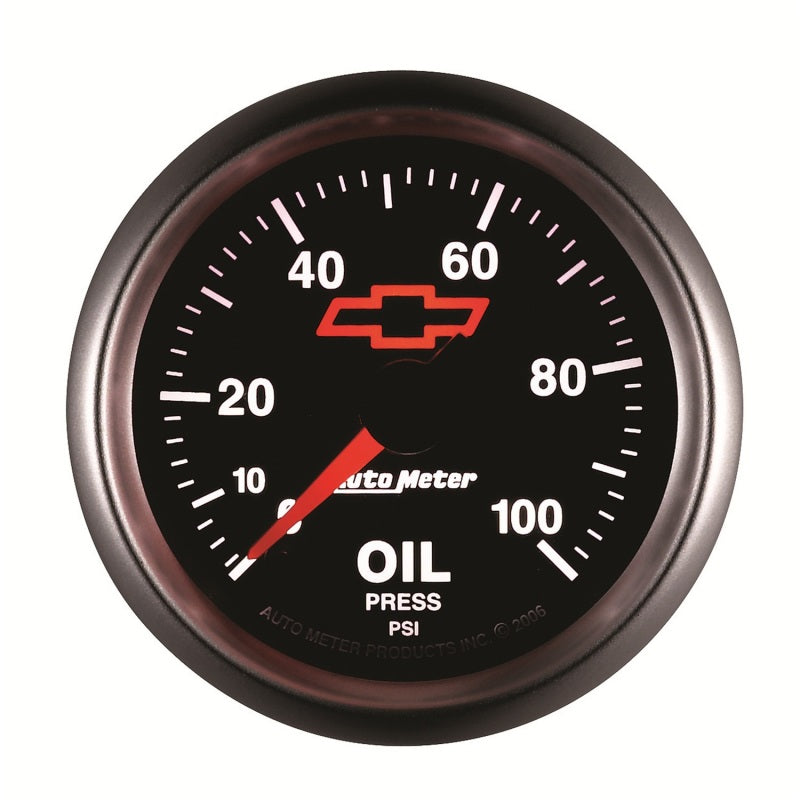 Autometer GM Bowtie Black 2-1/16in 0-100 PSI Oil Pressure - Stepper Motor-thumbmail-2