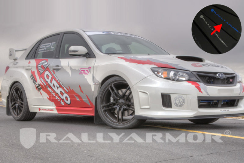 Rally Armor 11-14 Subaru WRX/STI (Sedan Only) Black UR Mud Flap w/ Blue Logo-thumbmail-2