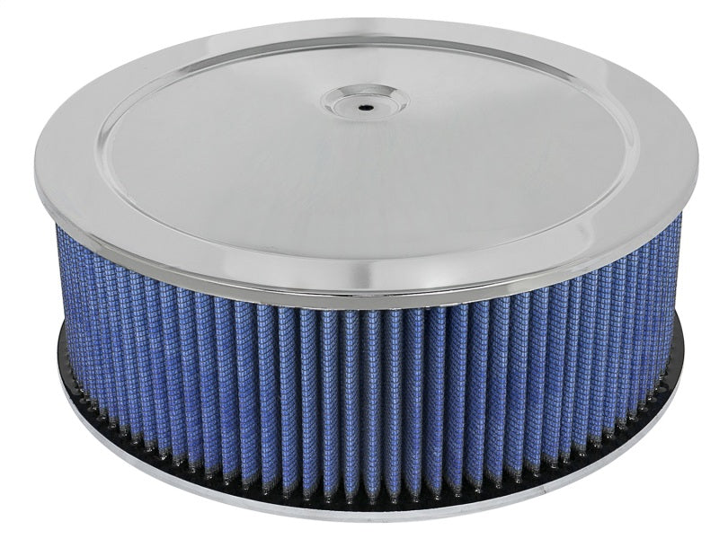 aFe MagnumFLOW Air Filters Round Racing P5R A/F Chrome Assy 14x5: Blk/Blue E/M-thumbmail-1