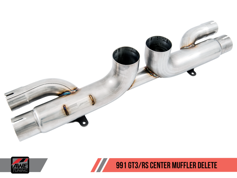 AWE Tuning Porsche 991 GT3 / RS Center Muffler Delete - Diamond Black Tips-thumbmail-4