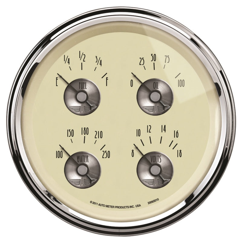 AutoMeter Gauge Quad 5in. 0 Ohm(e) to 90 Ohm(f) Elec Prestige Antq. Ivory-thumbmail-1
