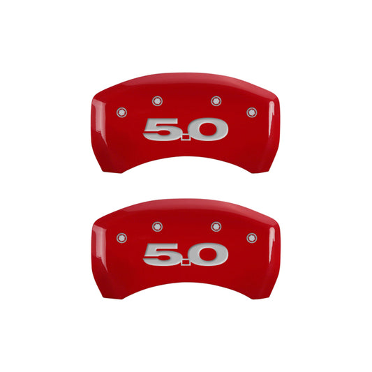 MGP Rear set 2 Caliper Covers Engraved Rear Cobra Red finish silver ch