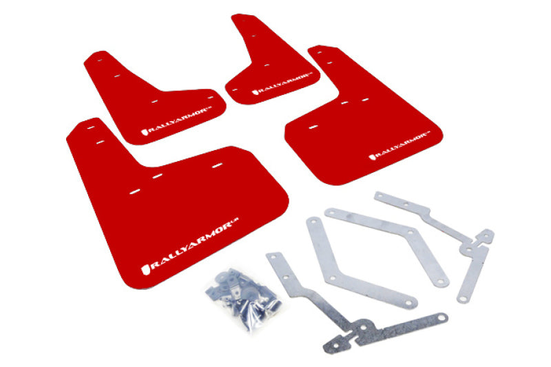 Rally Armor 12-19 Ford Focus ST / 16-19 RS Red Mud Flap w/ White Logo-thumbmail-1
