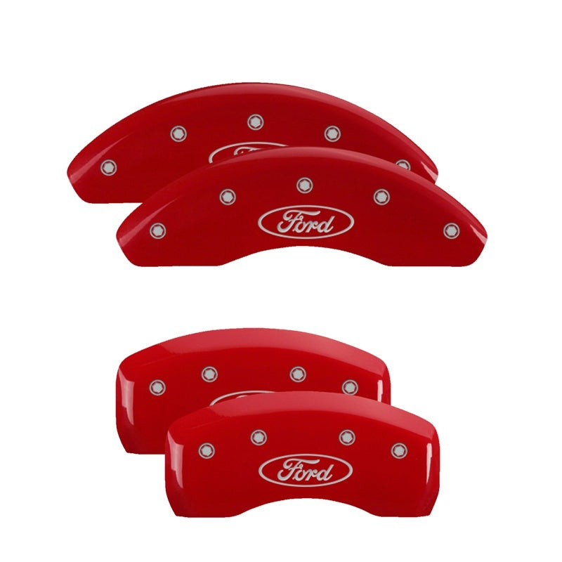 MGP 4 Caliper Covers Engraved Front & Rear Oval logo/Ford Red finish silver ch-thumbmail-2