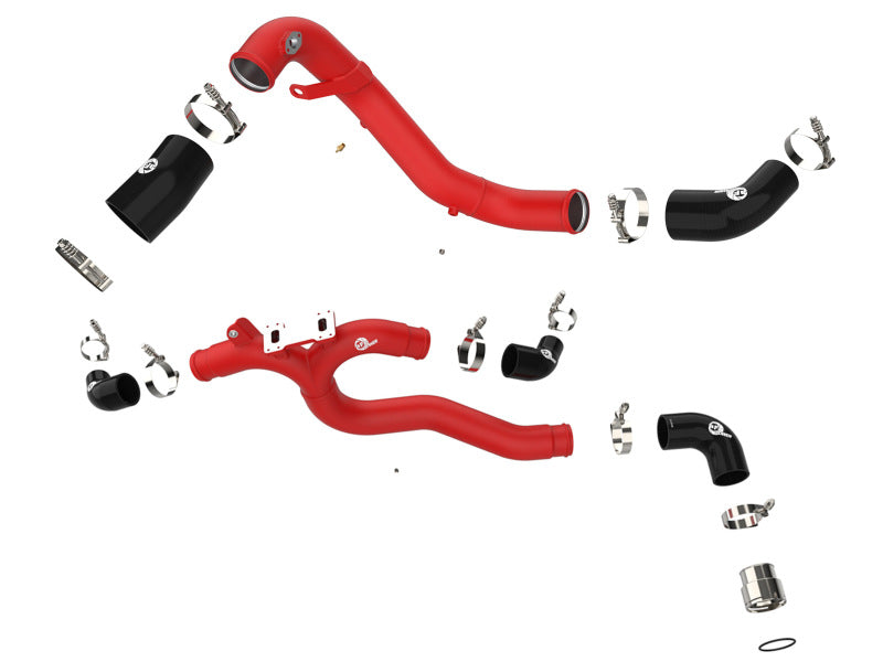 AFE 18-21 Kia Stinger V6-3.3L BladeRunner Alum Hot/Cold Charge Pipe Kit Red-thumbmail-9