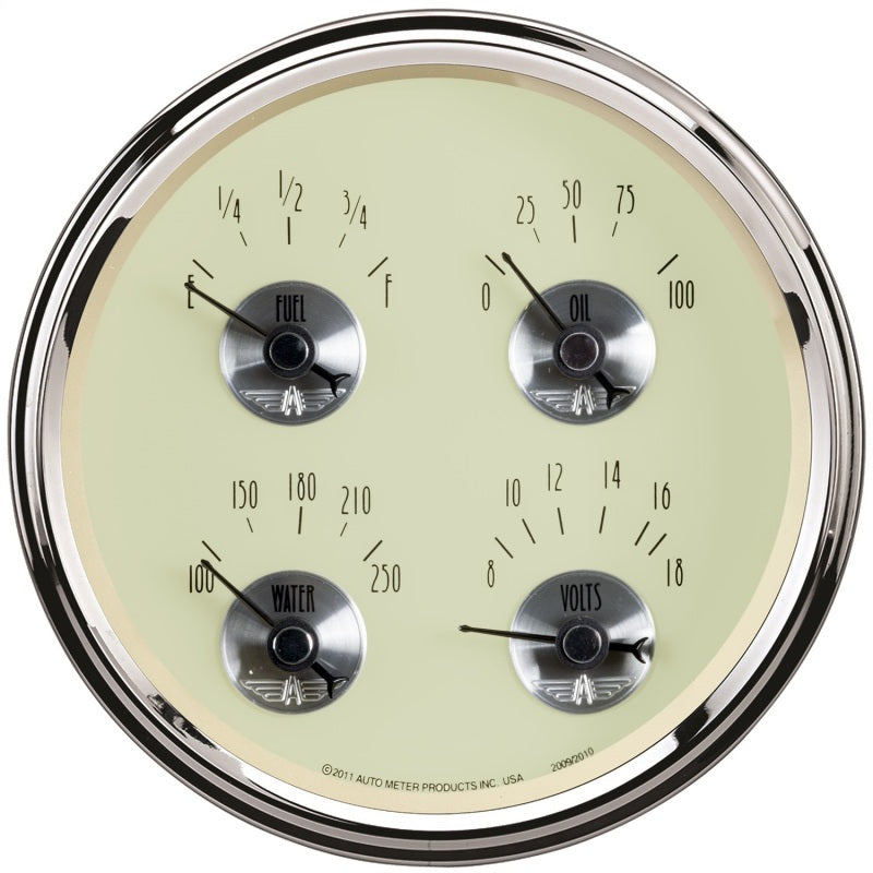 AutoMeter Gauge Quad 5in. 240 Ohm(e) to 33 Ohm(f) Elec Prestige Antq. Ivory-thumbmail-1
