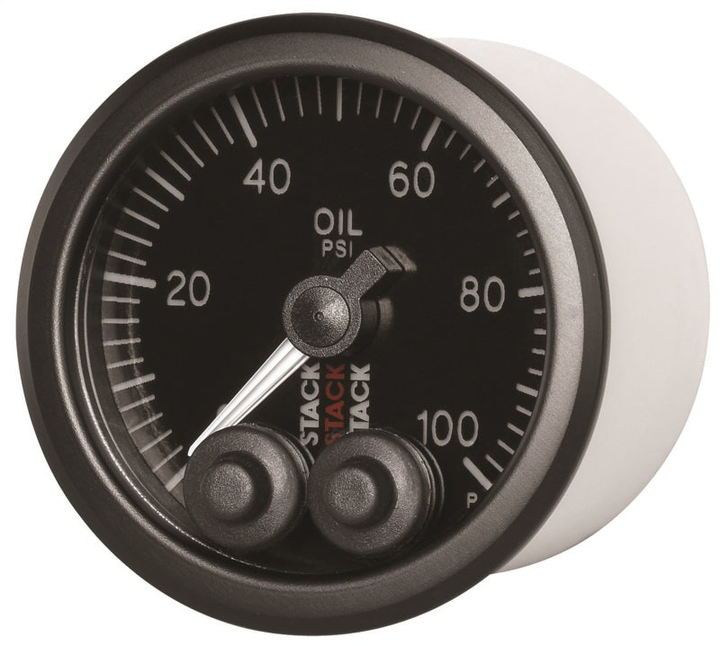 Autometer Stack Instruments Pro Control 52mm 0-100 PSI Oil Pressure Gauge - Black (1/8in NPTF Male)-thumbmail-3