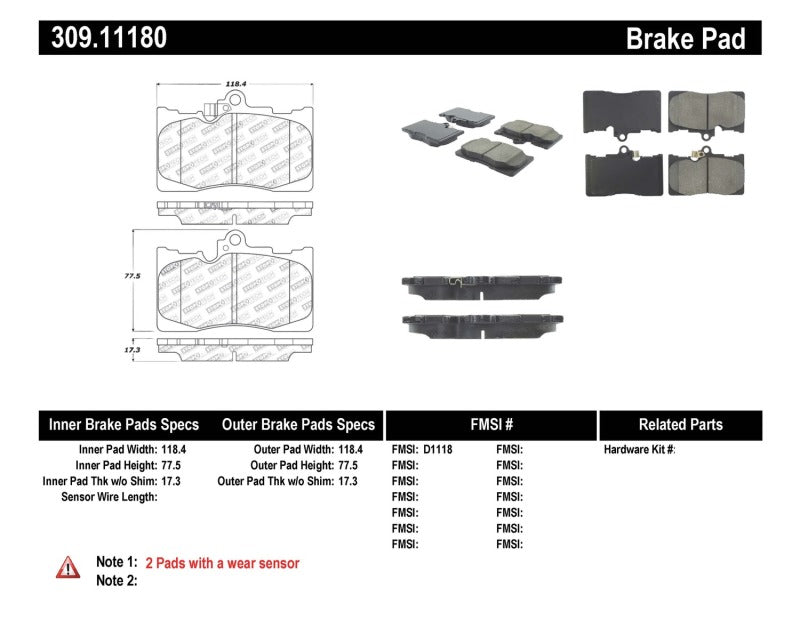 StopTech Performance 06 Lexus GS300/430 / 07-08 GS350 / 06-08 IS350 Front Brake Pads-thumbmail-7
