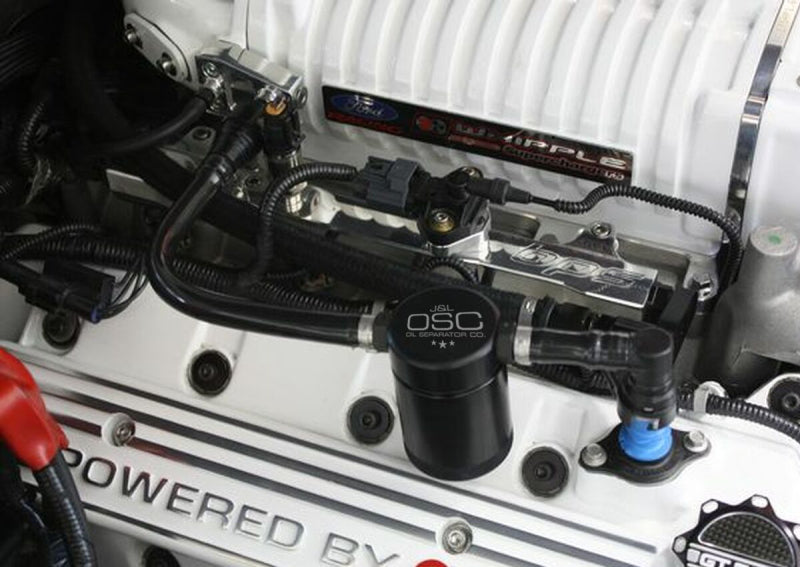 J&L 07-14 Ford Mustang GT500 Passenger Side Oil Separator 3.0 - Black Anodized-thumbmail-2