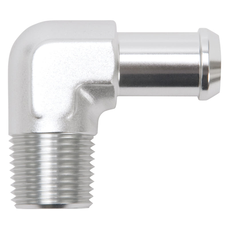 Edelbrock Hose End 90-Deg 1/2In NPT to 5/8In Barb Clear Anodize-thumbmail-2
