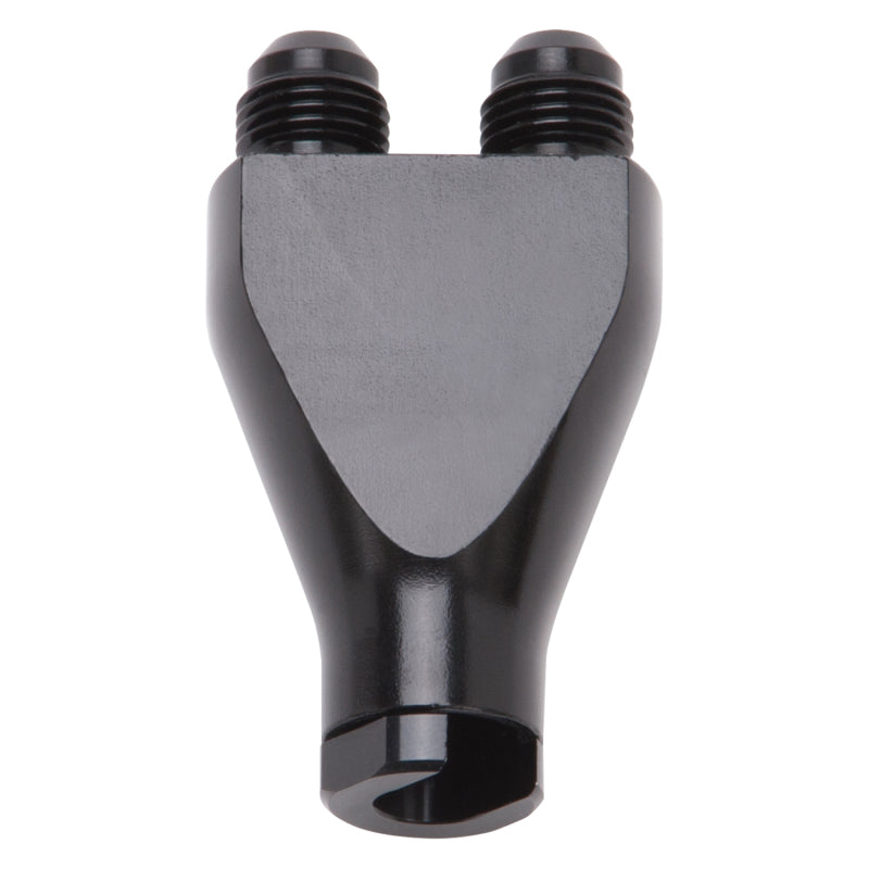 Russell Performance Billet Y-Block Adapter 3/8in SAE Qick Disconnect (2) -6AN Male Flare Black-thumbmail-2