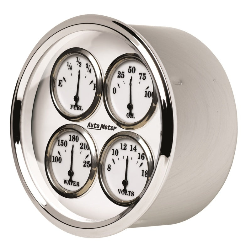 AutoMeter Gauge Quad 5in. 0 Ohm(e) to 90 Ohm(f)Elec Old Tyme White II-thumbmail-1
