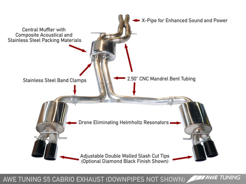 AWE Tuning B8 / B8.5 S5 Cabrio Touring Edition Exhaust - Non-Resonated - Diamond Black Tips-thumbmail-1