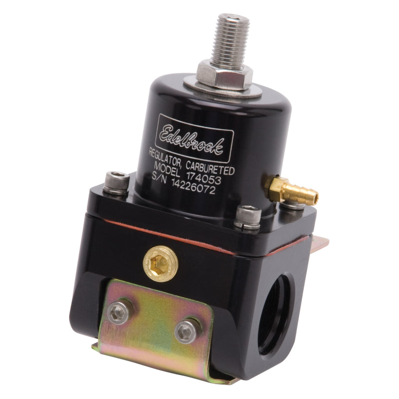 Edelbrock Fuel Pressure Regulator Carbureted 180 GPH 5-10 PSI -10 In/Out -6 Return Black-thumbmail-13