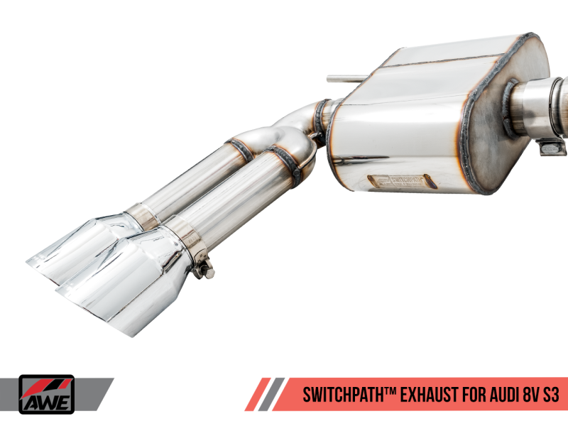 AWE Tuning Audi 8V S3 SwitchPath Exhaust w/Chrome Silver Tips 102mm-thumbmail-8