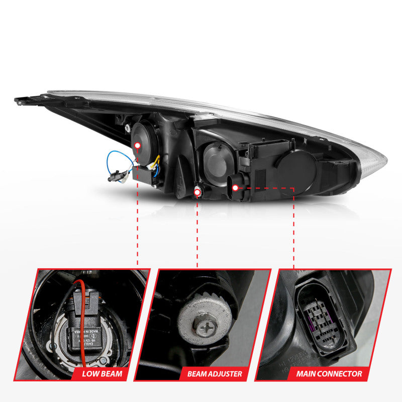 ANZO 15-18 Ford Focus Projector Headlights - w/ Light Bar Switchback Black Housing-thumbmail-10