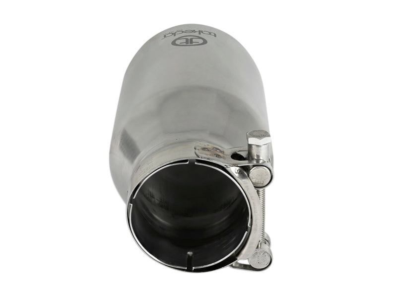 aFe Takeda 304 Stainless Steel Clamp-On Exhaust Tip 2.5in. Inlet / 4in. Outlet / 8in. L - Polished-thumbmail-3