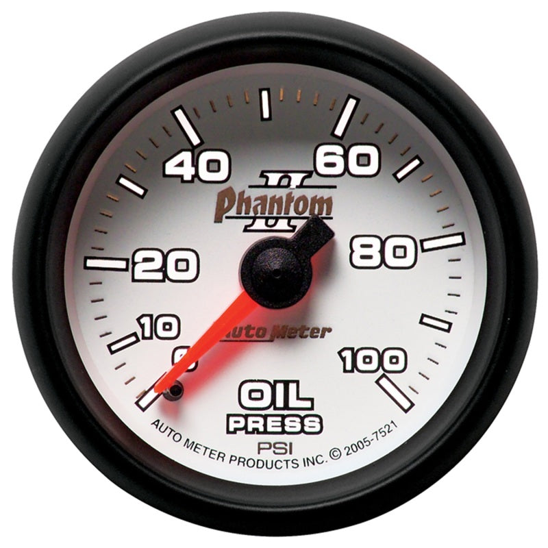 Autometer Phantom II 52.4mm Mechanical 0-100psi Oil Pressure Gauge-thumbmail-2