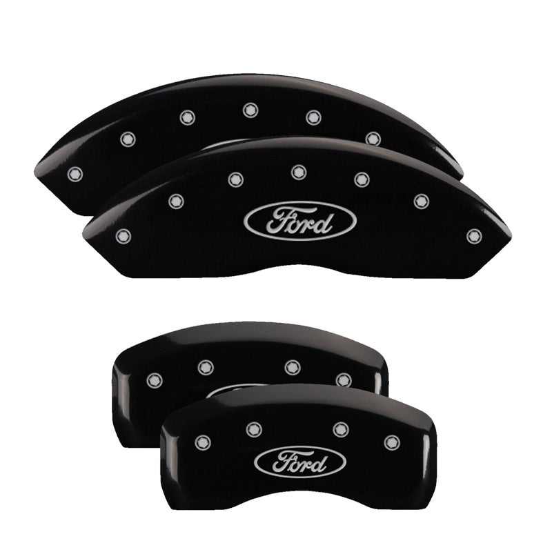 MGP 4 Caliper Covers Engraved Front & Rear Oval logo/Ford Black finish silver ch-thumbmail-1