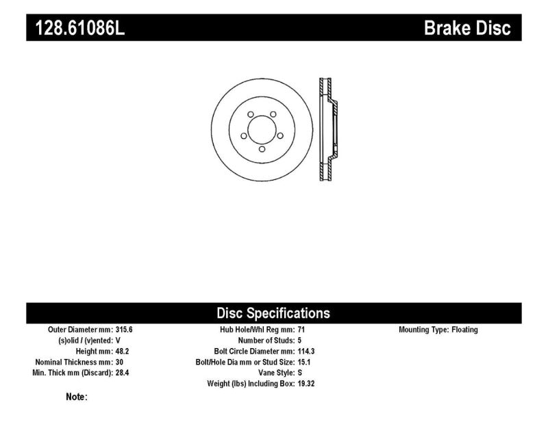 StopTech Power Slot 05-10 Mustang GT V8-4.6L Front Left Drilled Rotor-thumbmail-3