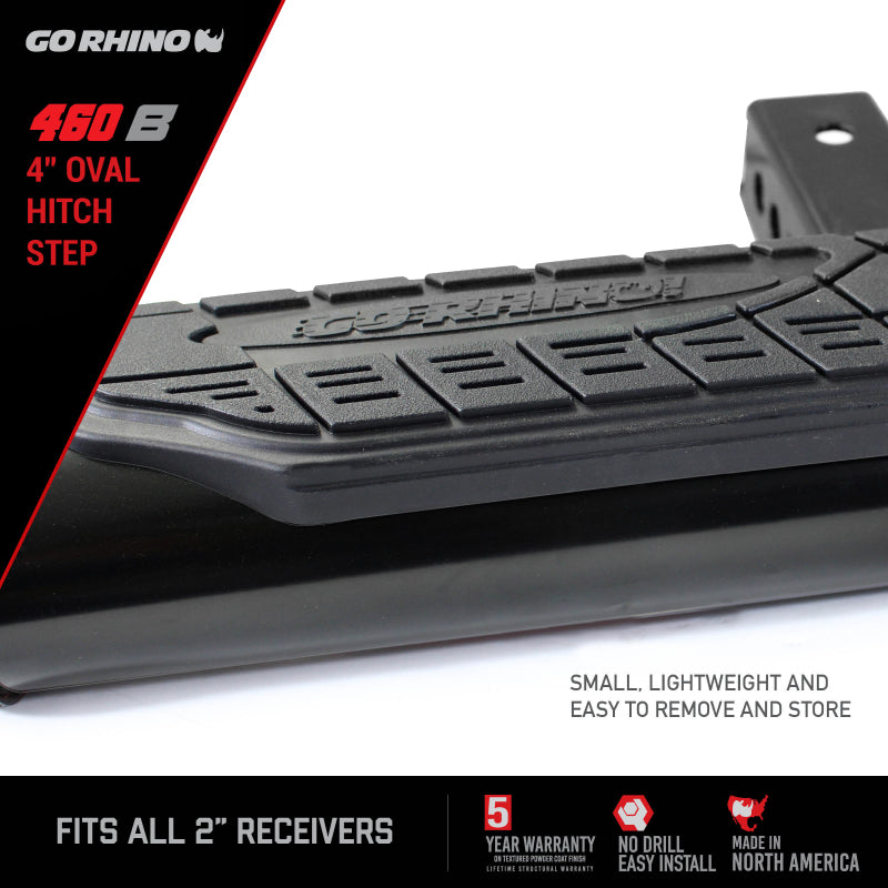 Go Rhino 4in Oval Hitch Step - Black-thumbmail-6