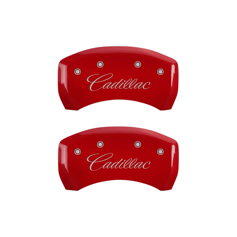 MGP 4 Caliper Covers Engraved Front & Rear Cursive/Cadillac Red finish silver ch-thumbmail-4