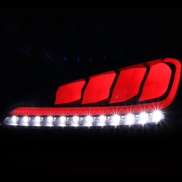 Spec D 2010-2016 Hyundai Genesis Coupe Red Bar Sequential LED Tail Lights (Jet Black Housing/Clear Lens)