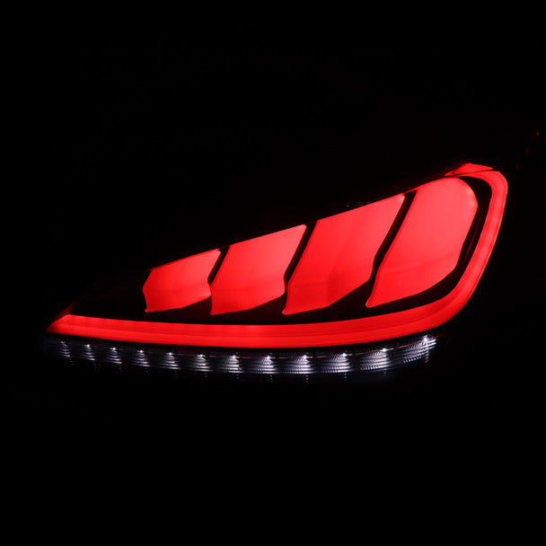 Spec D 2010-2016 Hyundai Genesis Coupe Red Bar Sequential LED Tail Lights (Satin Black Housing/Clear Lens)