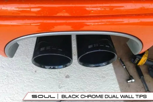 SOUL 05-08 Porsche 987.1 Cayman / Boxster Bolt-On X-Pipe w/ Tips - Slash Cut Brushed Finish Tips-thumbmail-4
