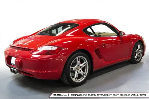 SOUL 05-08 Porsche 987.1 Cayman / Boxster Bolt-On X-Pipe w/ Tips - Slash Cut Brushed Finish Tips-thumbmail-3