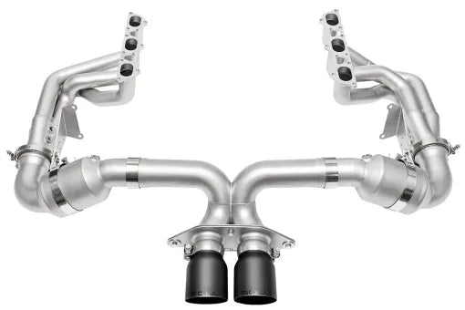 SOUL 2022 Porsche 992 GT3 Catted Exhaust System - 4in Slash Cut Brushed Tips-thumbmail-2