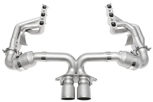 SOUL 2022 Porsche 992 GT3 Catted Exhaust System - 4in Slash Cut Brushed Tips