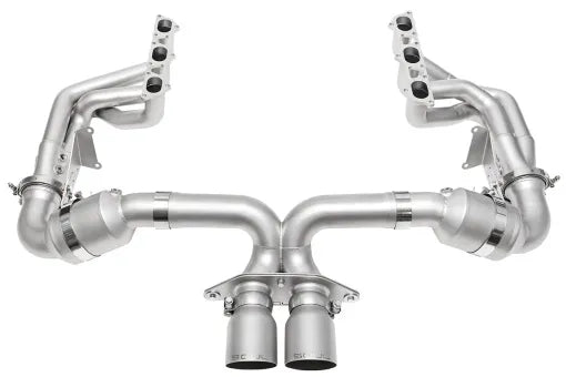 SOUL 2022 Porsche 992 GT3 Catted Exhaust System - 4in Slash Cut Brushed Tips-thumbmail-3