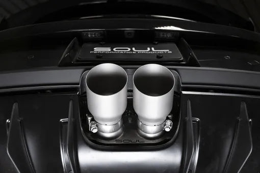 SOUL 2022 Porsche 992 GT3 Catted Exhaust System - 4in Slash Cut Brushed Tips