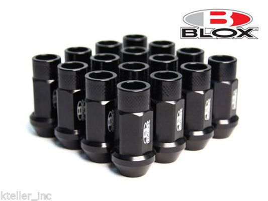 BLOX Racing Street Series Forged Lug Nuts - Black 12 x 1.5mm - Set of 20 (New Design)