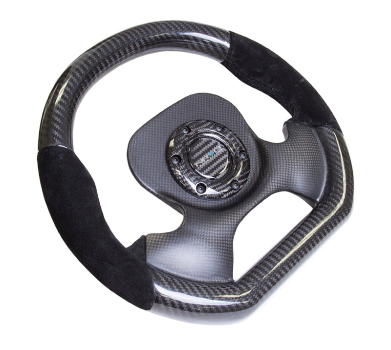 NRG Carbon Fiber Steering Wheel (320mm) CF Center Plate & Two-Tone Carbon w/Suede Trim Handles-thumbmail-4