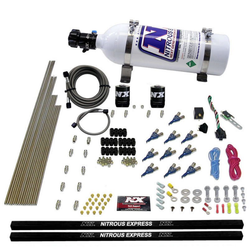 Nitrous Express 10 Cyl Piranha Nozzle Direct Port Nitrous Kit (250-500HP) w/5lb Bottle-thumbmail-2