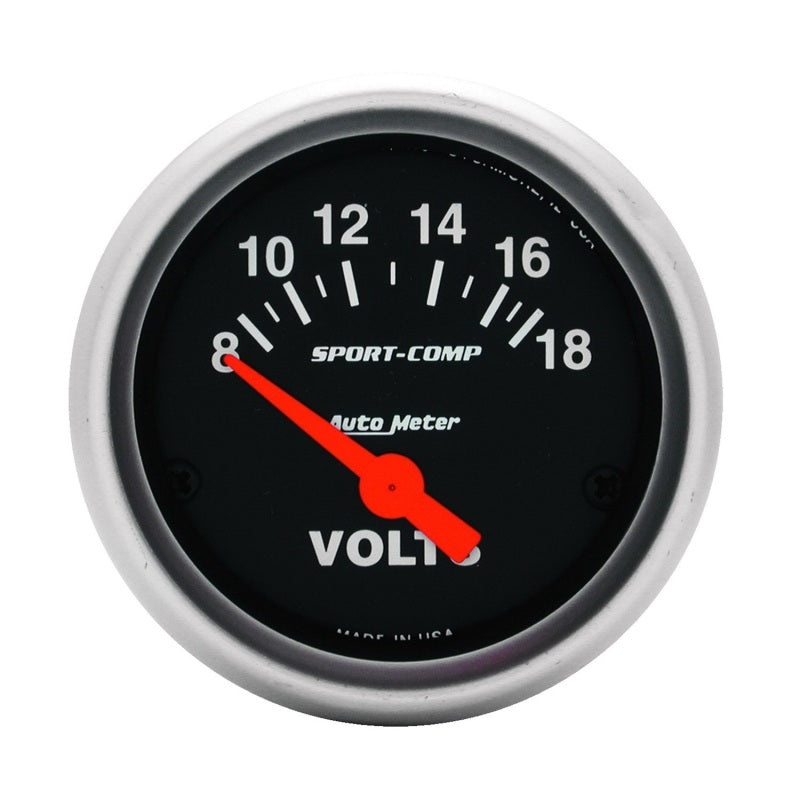 Autometer Sport-Comp 52mm 8-18 Volt Electronic Voltmeter Gauge-thumbmail-1
