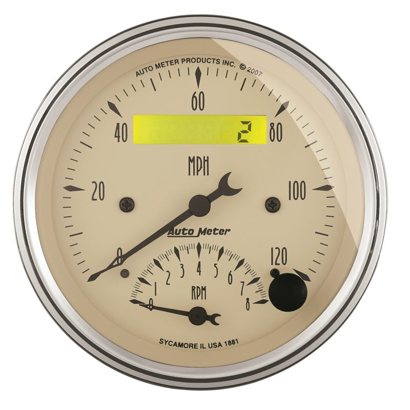 AutoMeter Gauge Kit 2 Pc. Quad & Tach/Speedo 3-3/8in. Antique Beige-thumbmail-2