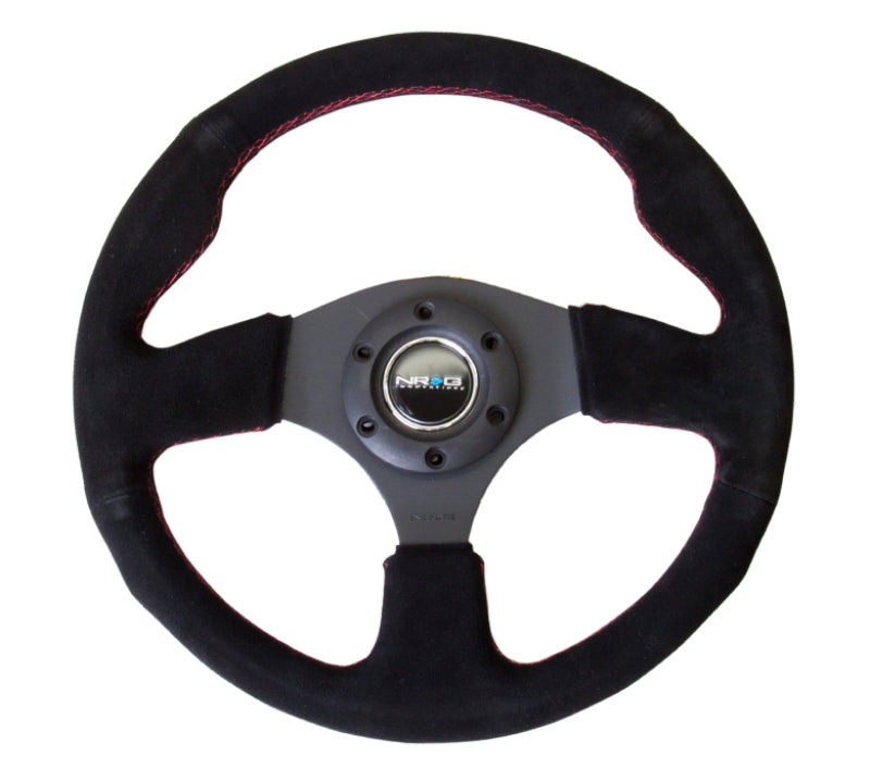 NRG Reinforced Steering Wheel (320mm) Suede w/Red Stitch-thumbmail-2