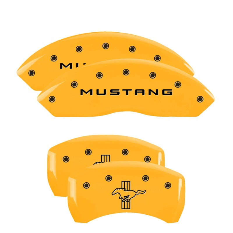MGP 4 Caliper Covers Engraved Front Mustang Engraved Rear Bar & Pony Yellow finish black ch-thumbmail-3