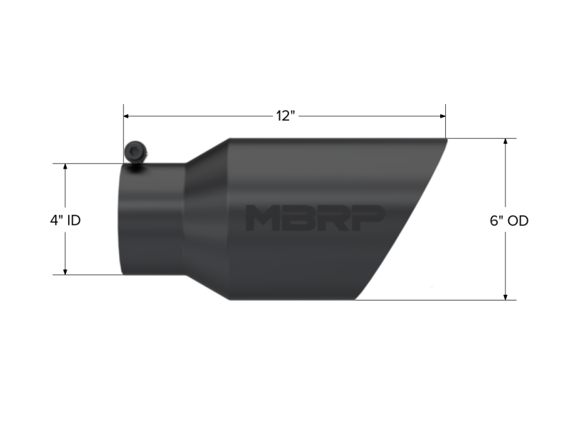 MBRP Universal Tip 6 O.D. Dual Wall Angled 4 inlet 12 length - Black Finish-thumbmail-4