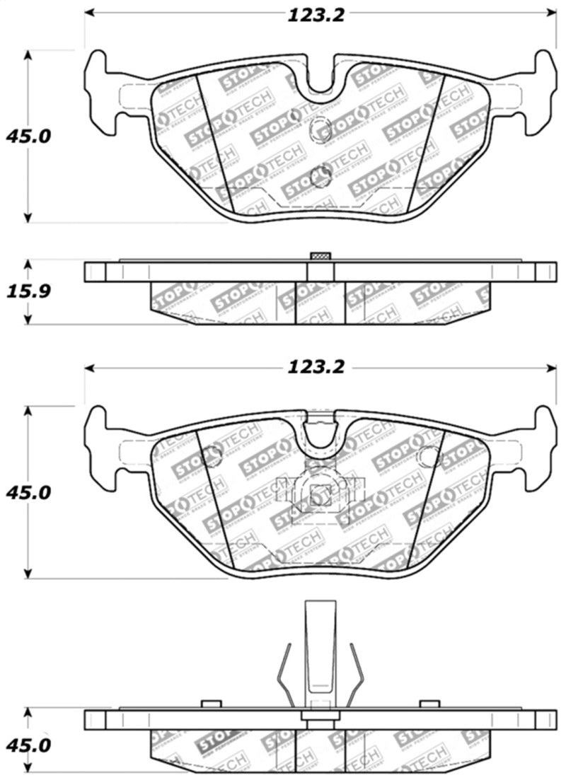 StopTech Performance 01-02 BMW Z3 / 03-09 Z4 / 10/90-07 3 Series / 99-09 Saab 9-5 Rear Brake Pads-thumbmail-9